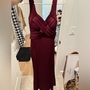 Floor length maroon dress